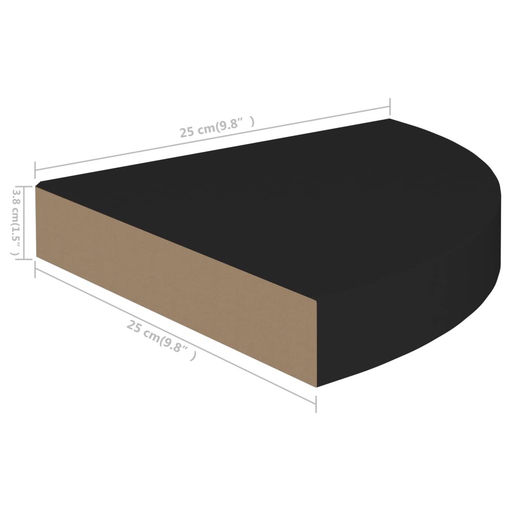 Scaffale Angolare A Parete 25X25X3,8 Cm In Mdf Nero