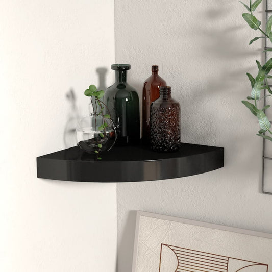 Scaffale Angolare A Parete 25X25X3,8 Cm In Mdf Nero