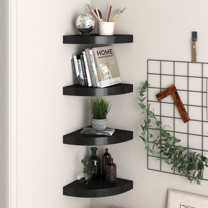 Scaffale Angolare A Parete 25X25X3,8 Cm In Mdf Nero