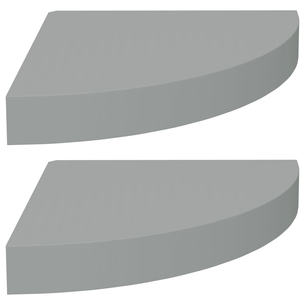Scaffali Angolari A Parete 2 Pz Grigi 25X25X3,8 Cm In Mdf Grigio