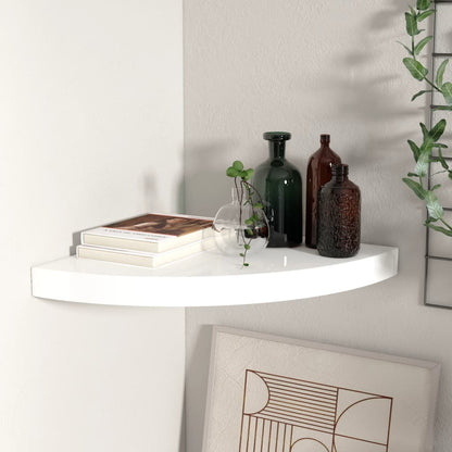 Mensole Angolari Sospese 4 Pz 25X25X3,8 Cm Mdf Bianco Lucido