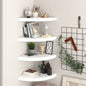 Mensole Angolari Sospese 4 Pz 25X25X3,8 Cm Mdf Bianco Lucido