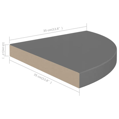 Scaffali Angolari A Parete 4 Pz 35X35X3,8 Cm Mdf Grigio Lucido