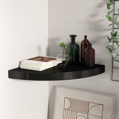 Scaffale Angolare A Parete 25X25X3,8 Cm In Mdf Nero