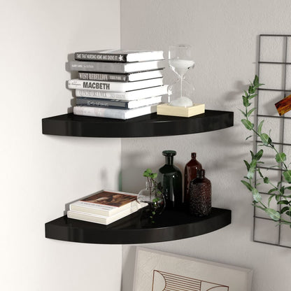 Scaffale Angolare A Parete 25X25X3,8 Cm In Mdf Nero