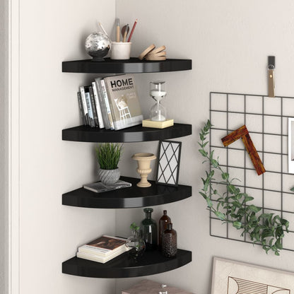 Scaffale Angolare A Parete 25X25X3,8 Cm In Mdf Nero