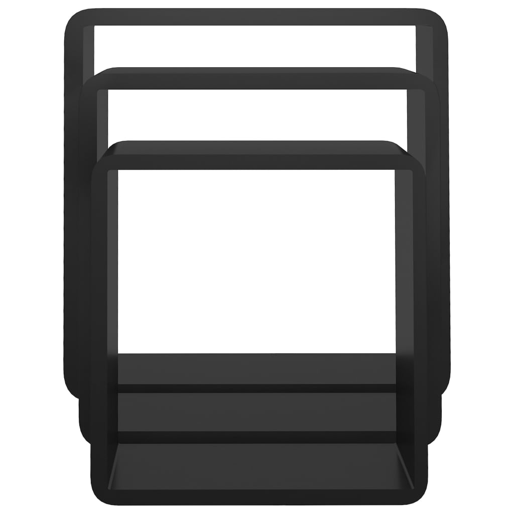Mensole A Cubo Da Parete 3 Pz Nere In Mdf Nero