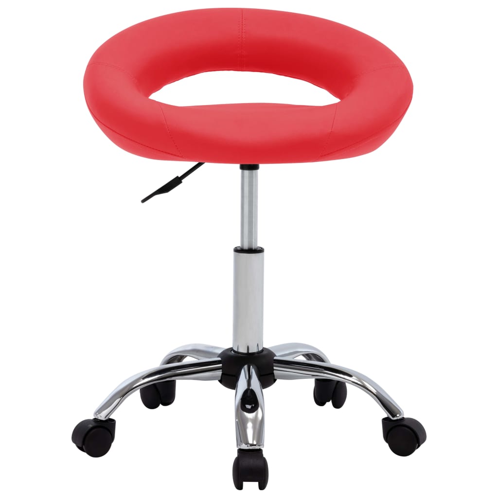 Sedia Da Lavoro Con Ruote Rossa In Similpelle