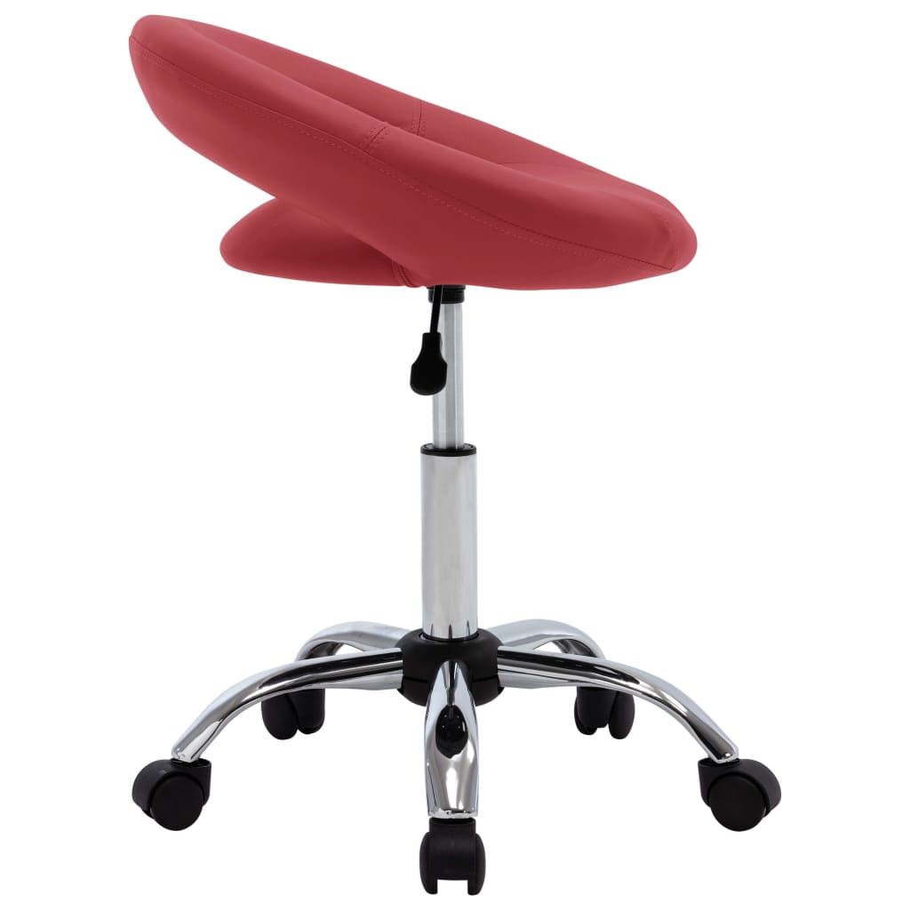 Sedia Da Lavoro Con Ruote Rossa In Similpelle