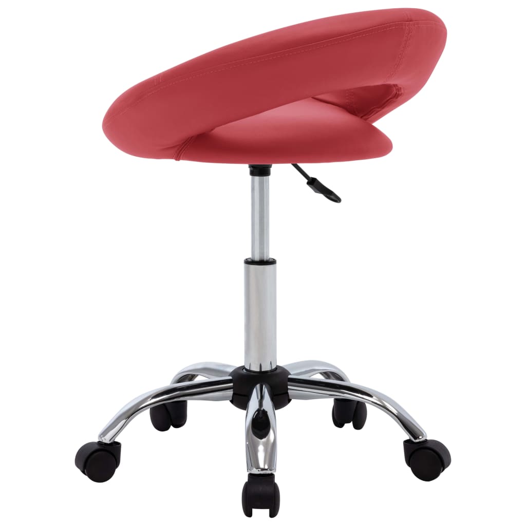 Sedia Da Lavoro Con Ruote Rossa In Similpelle