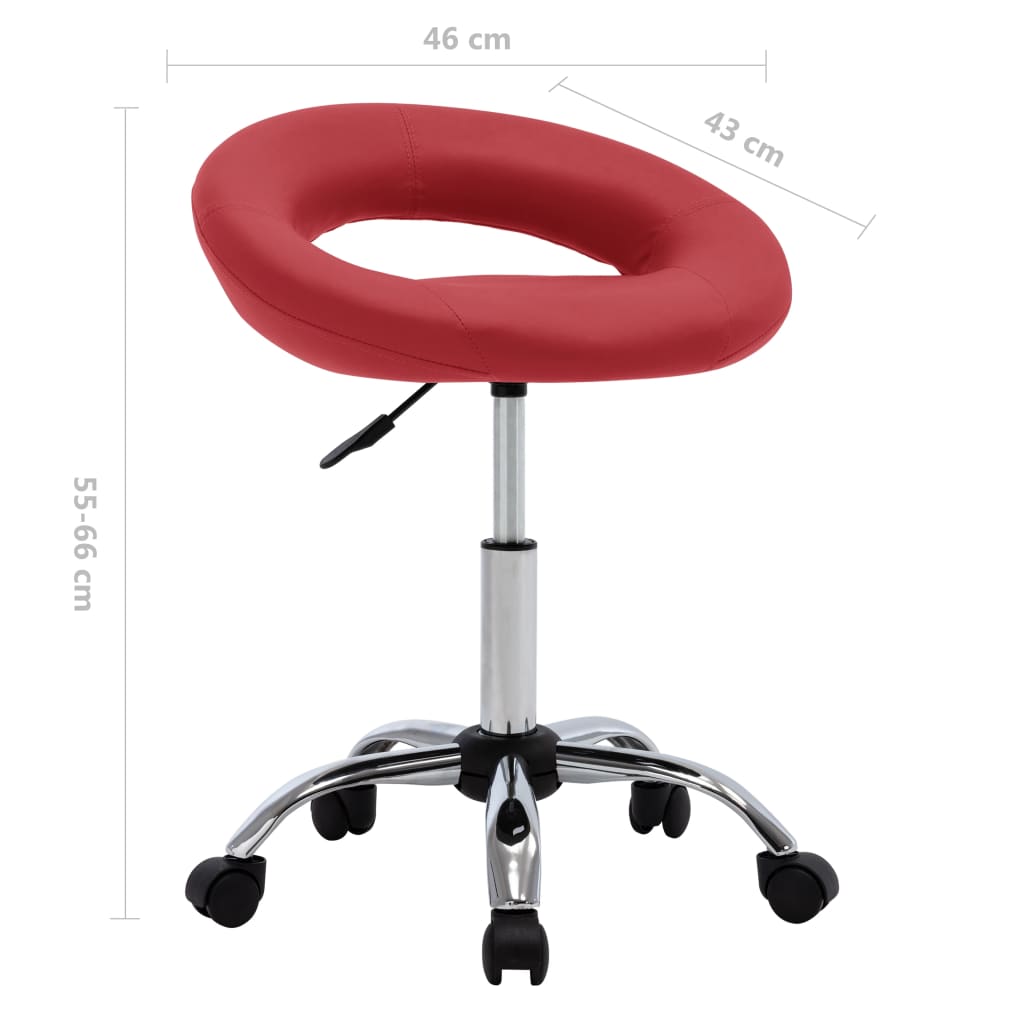 Sedia Da Lavoro Con Ruote Rossa In Similpelle