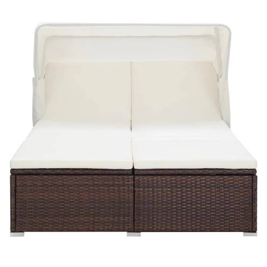 Lettino Prendisole A 2 Posti Con Cuscino In Polyrattan