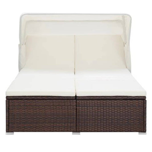 Lettino Prendisole A 2 Posti Con Cuscino In Polyrattan