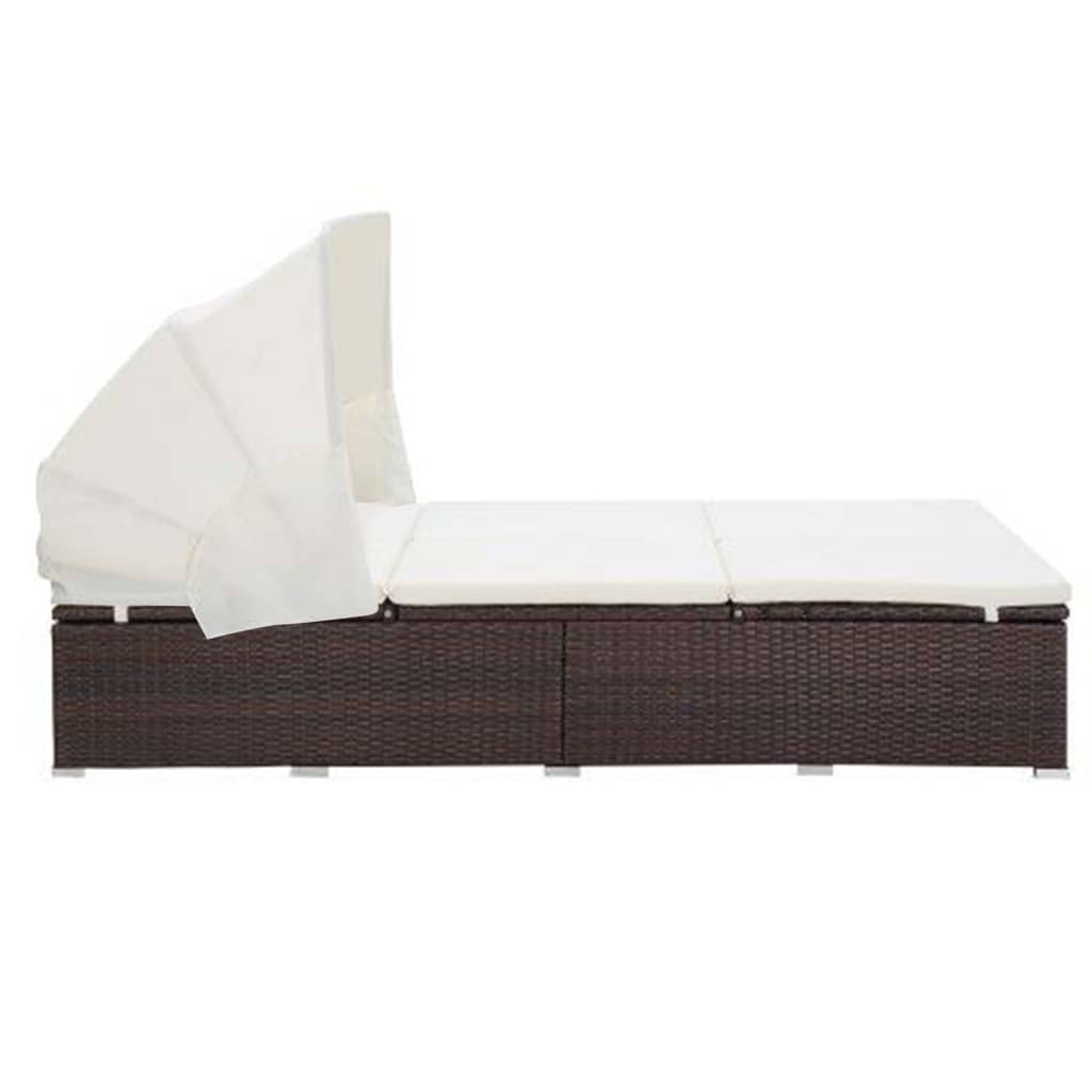 Lettino Prendisole A 2 Posti Con Cuscino In Polyrattan