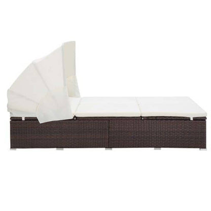 Lettino Prendisole A 2 Posti Con Cuscino In Polyrattan