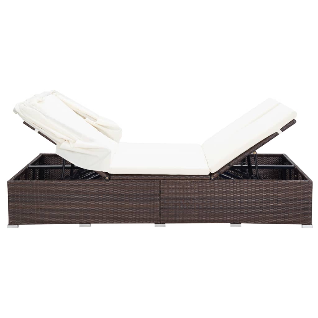 Lettino Prendisole A 2 Posti Con Cuscino In Polyrattan