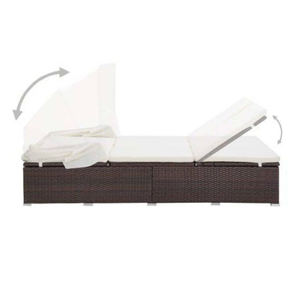 Lettino Prendisole A 2 Posti Con Cuscino In Polyrattan
