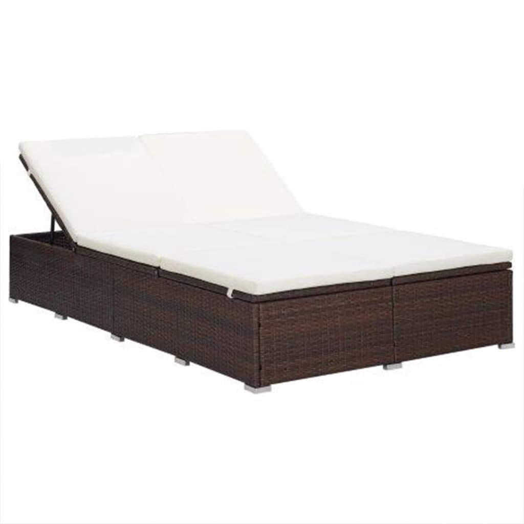 Lettino Prendisole A 2 Posti Con Cuscino In Polyrattan