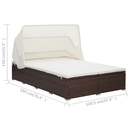 Lettino Prendisole A 2 Posti Con Cuscino In Polyrattan