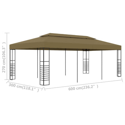 Gazebo Da Giardino 6X3X2,7 M Grigio 180 G/M²