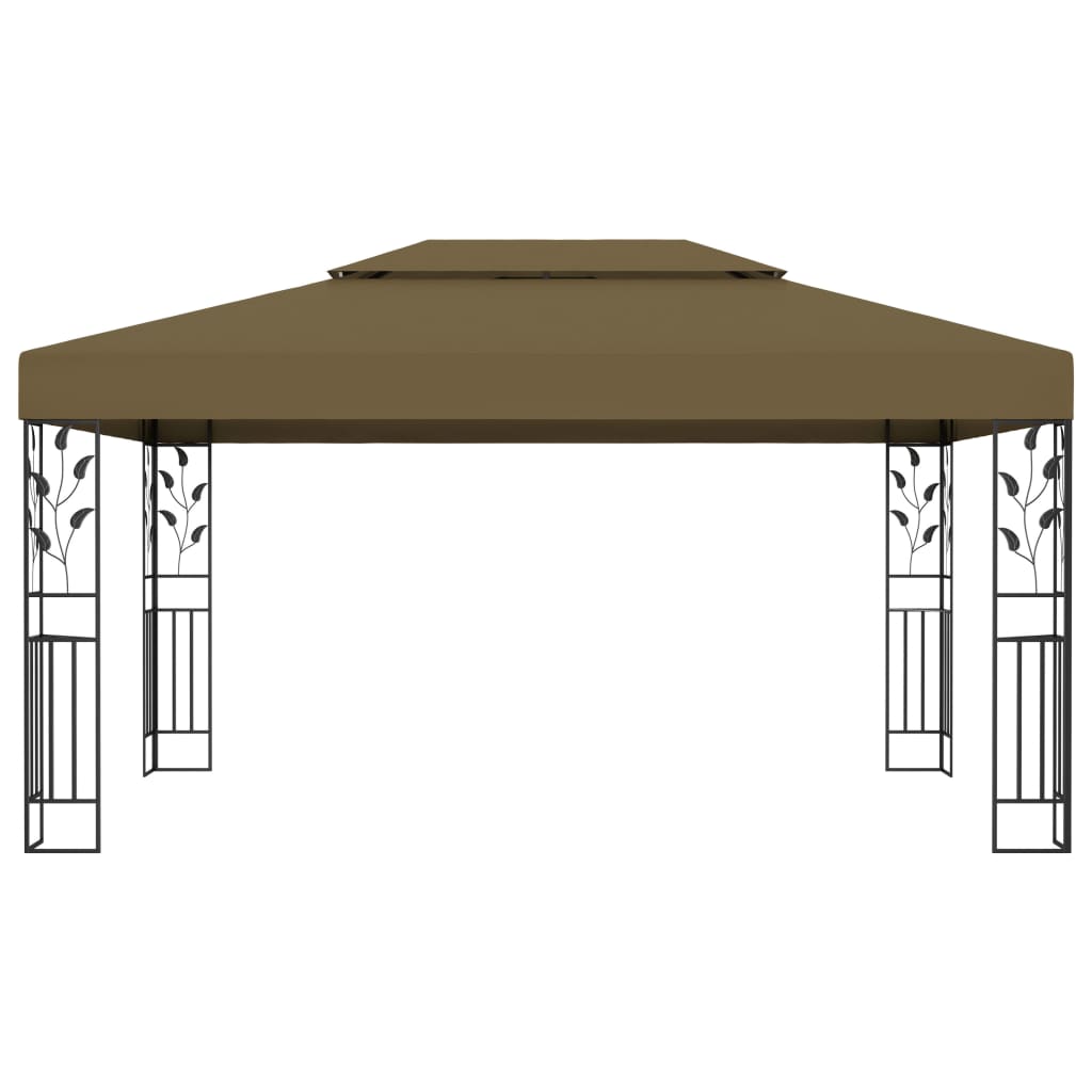 Gazebo Con Tetto Doppio 3X4 M Grigio 180 G/M²
