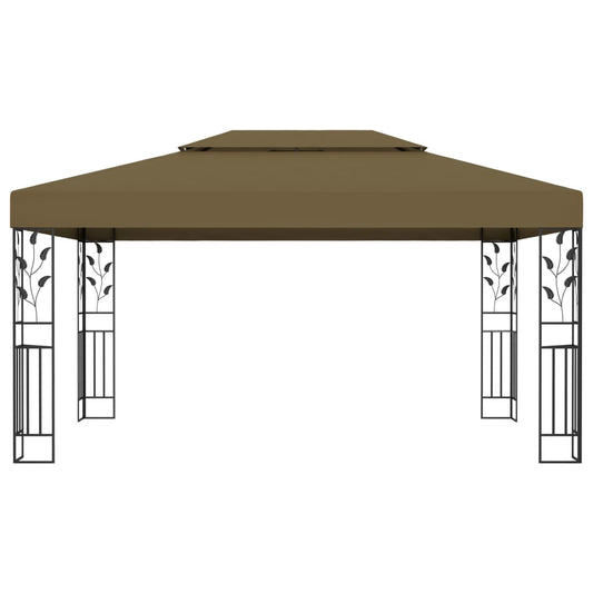 Gazebo Con Tetto Doppio 3X4 M Grigio 180 G/M²