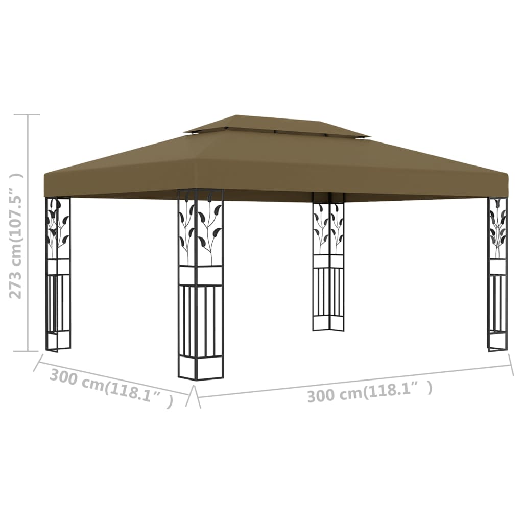 Gazebo Con Tetto Doppio 3X4 M Grigio 180 G/M²