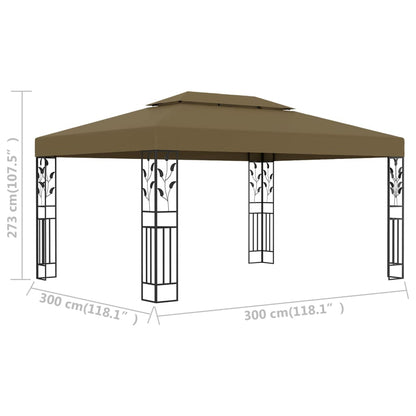 Gazebo Con Tetto Doppio 3X4 M Grigio 180 G/M²
