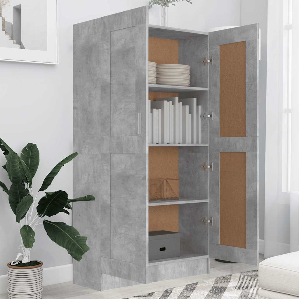 Libreria Grigio Cemento 82,5X30,5X150 Cm In Legno Multistrato