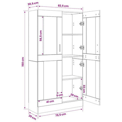 Libreria Grigio Cemento 82,5X30,5X150 Cm In Legno Multistrato