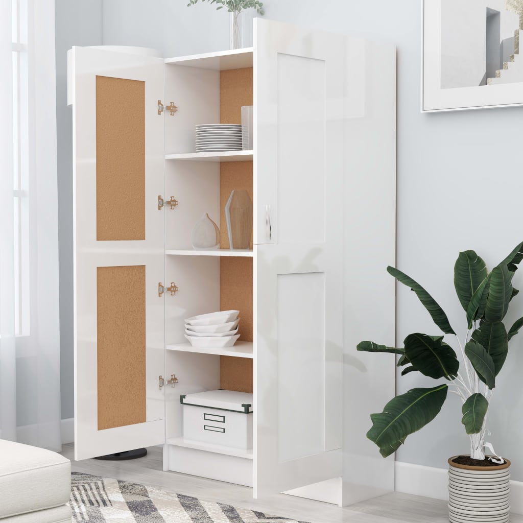 Libreria Bianco Lucido 82,5X30,5X150 Cm In Legno Multistrato