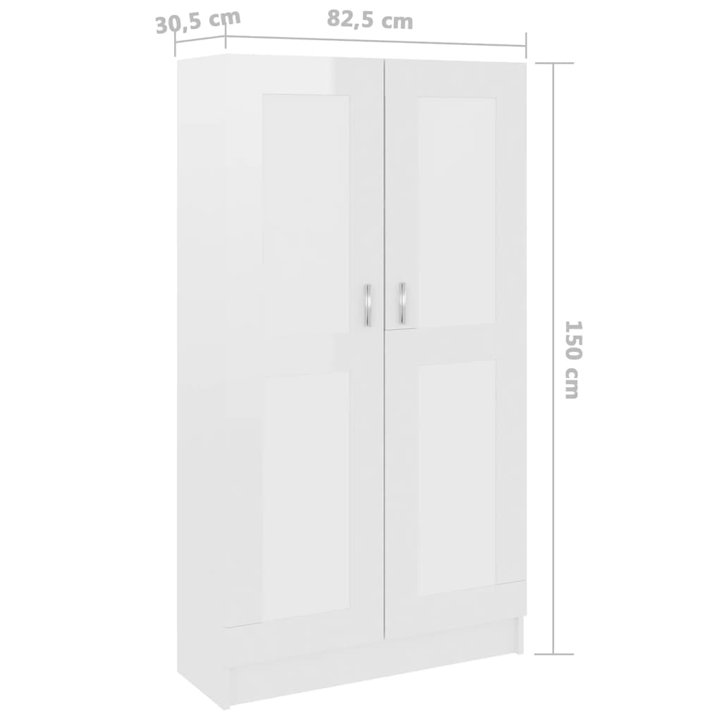 Libreria Bianco Lucido 82,5X30,5X150 Cm In Legno Multistrato