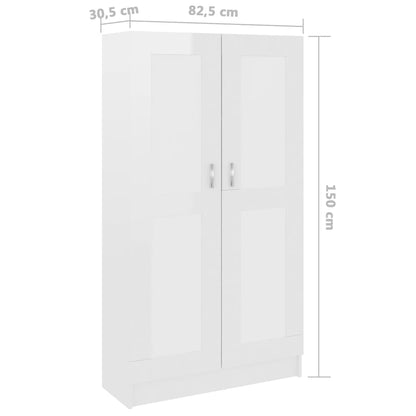 Libreria Bianco Lucido 82,5X30,5X150 Cm In Legno Multistrato