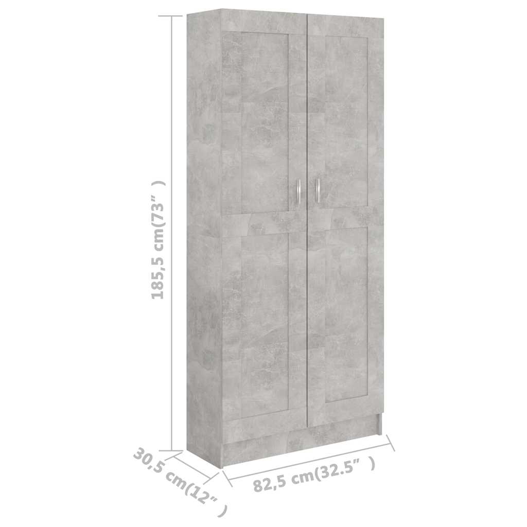 Libreria 82,5X30,5X185,5 Cm In Legno Multistrato Grigio Cemento