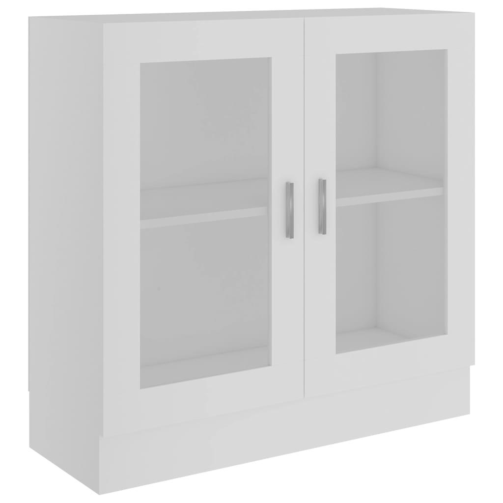 Armadietto Con Vetrina Bianco 82,5X30,5X80 Cm Legno Multistrato Bianco Lucido