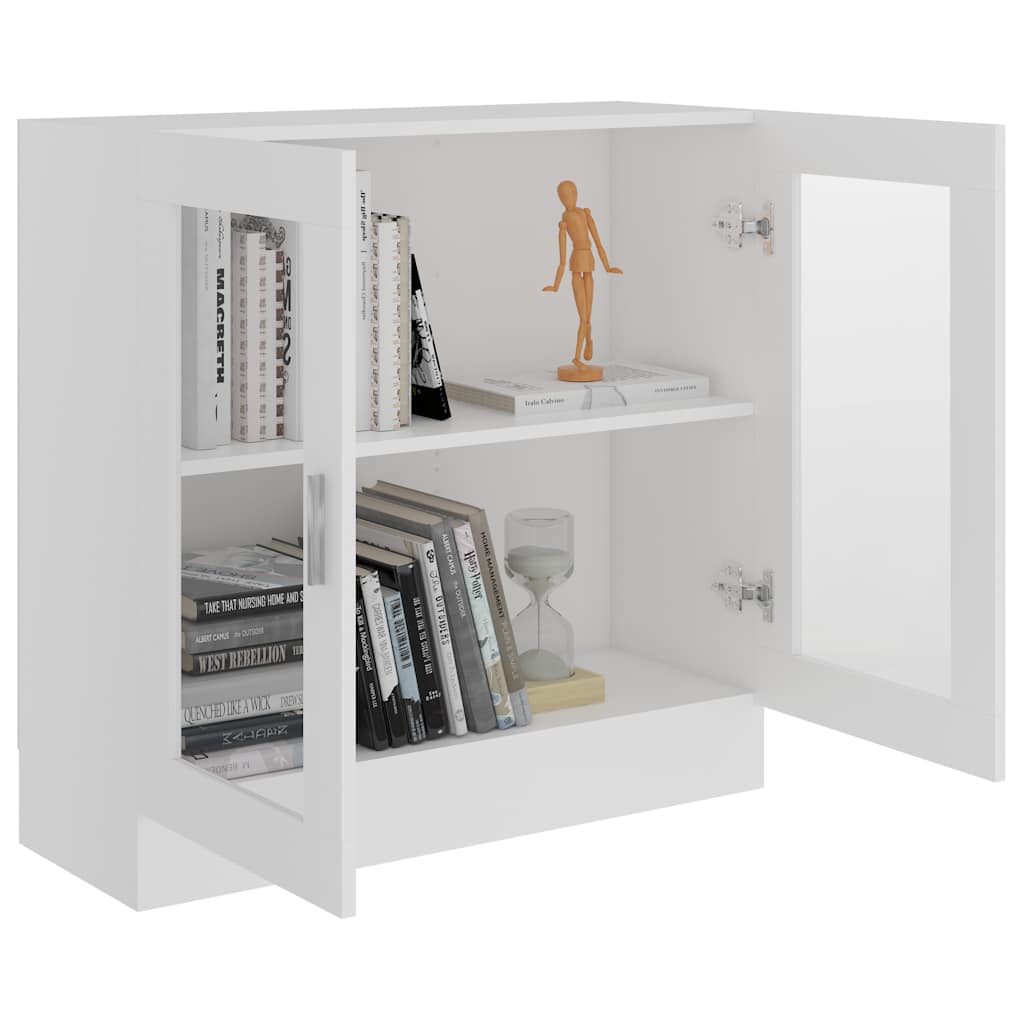Armadietto Con Vetrina Bianco 82,5X30,5X80 Cm Legno Multistrato Bianco Lucido