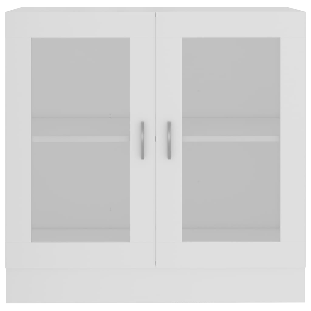 Armadietto Con Vetrina Bianco 82,5X30,5X80 Cm Legno Multistrato Bianco Lucido