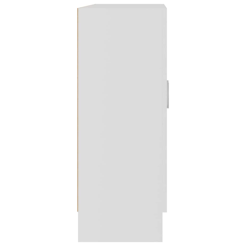 Armadietto Con Vetrina Bianco 82,5X30,5X80 Cm Legno Multistrato Bianco Lucido