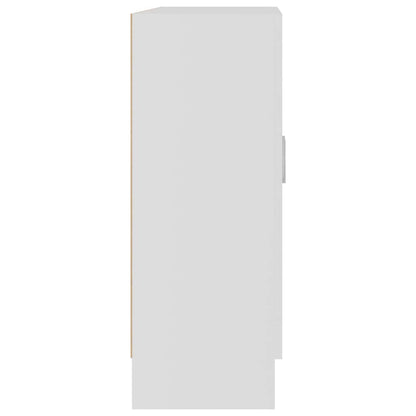 Armadietto Con Vetrina Bianco 82,5X30,5X80 Cm Legno Multistrato Bianco Lucido