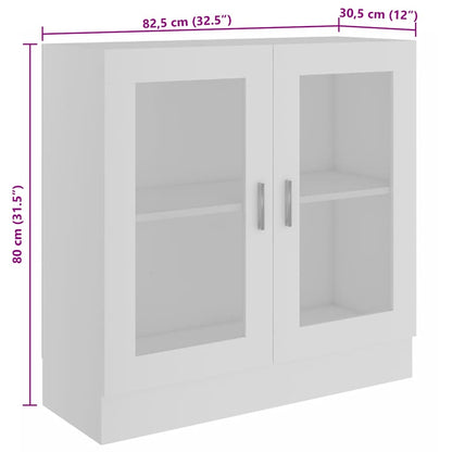 Armadietto Con Vetrina Bianco 82,5X30,5X80 Cm Legno Multistrato Bianco Lucido