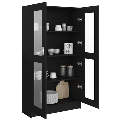 Armadietto Con Vetrina Nero 82,5X30,5X150 Cm Legno Multistrato