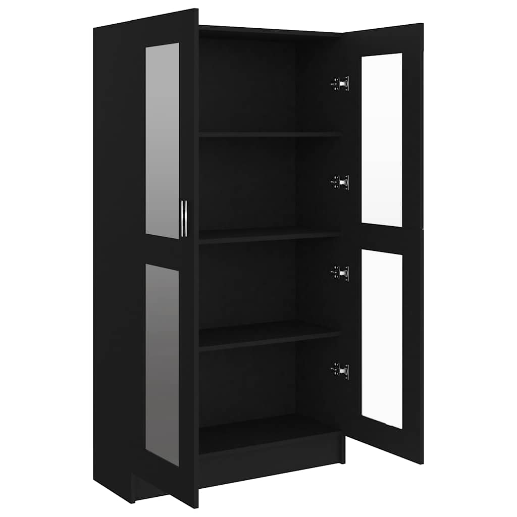 Armadietto Con Vetrina Nero 82,5X30,5X150 Cm Legno Multistrato