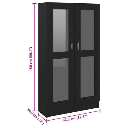 Armadietto Con Vetrina Nero 82,5X30,5X150 Cm Legno Multistrato