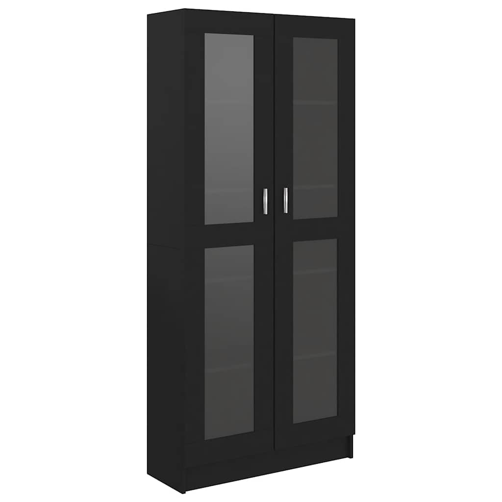 Armadietto Con Vetrina 82,5X30,5X185Cm Legno Multistrato Nero