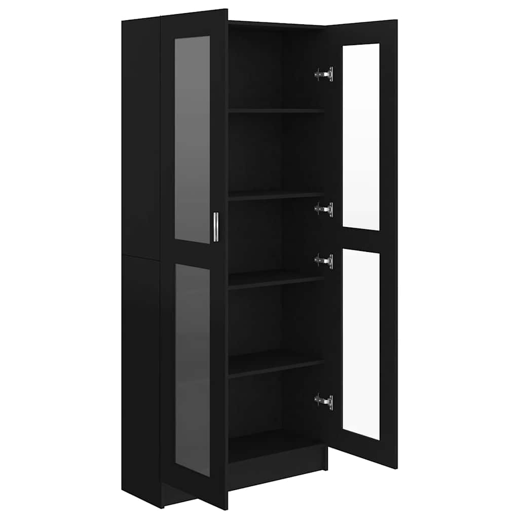 Armadietto Con Vetrina 82,5X30,5X185Cm Legno Multistrato Nero
