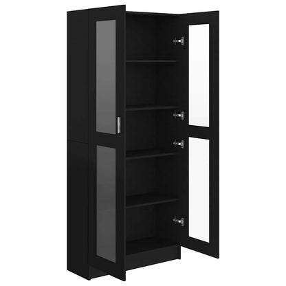 Armadietto Con Vetrina 82,5X30,5X185Cm Legno Multistrato Nero