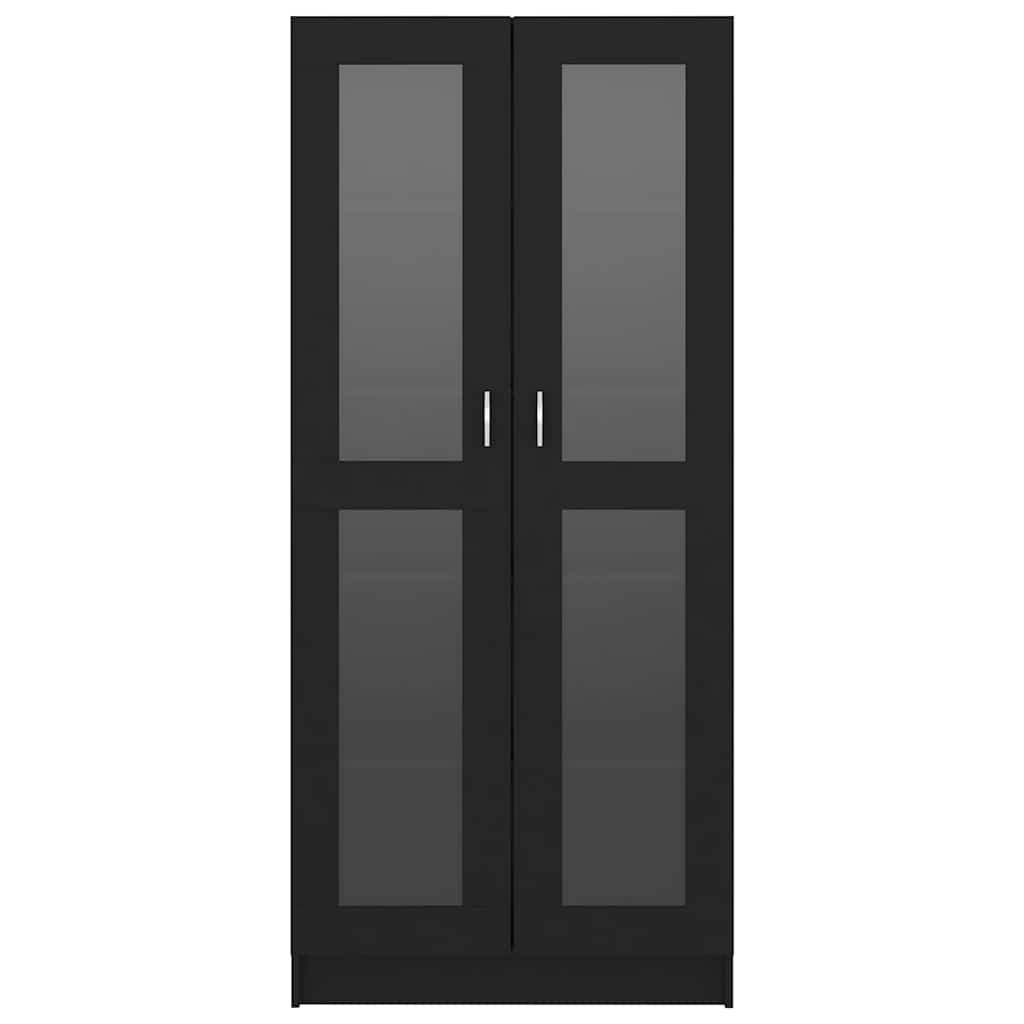 Armadietto Con Vetrina 82,5X30,5X185Cm Legno Multistrato Nero