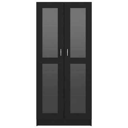 Armadietto Con Vetrina 82,5X30,5X185Cm Legno Multistrato Nero