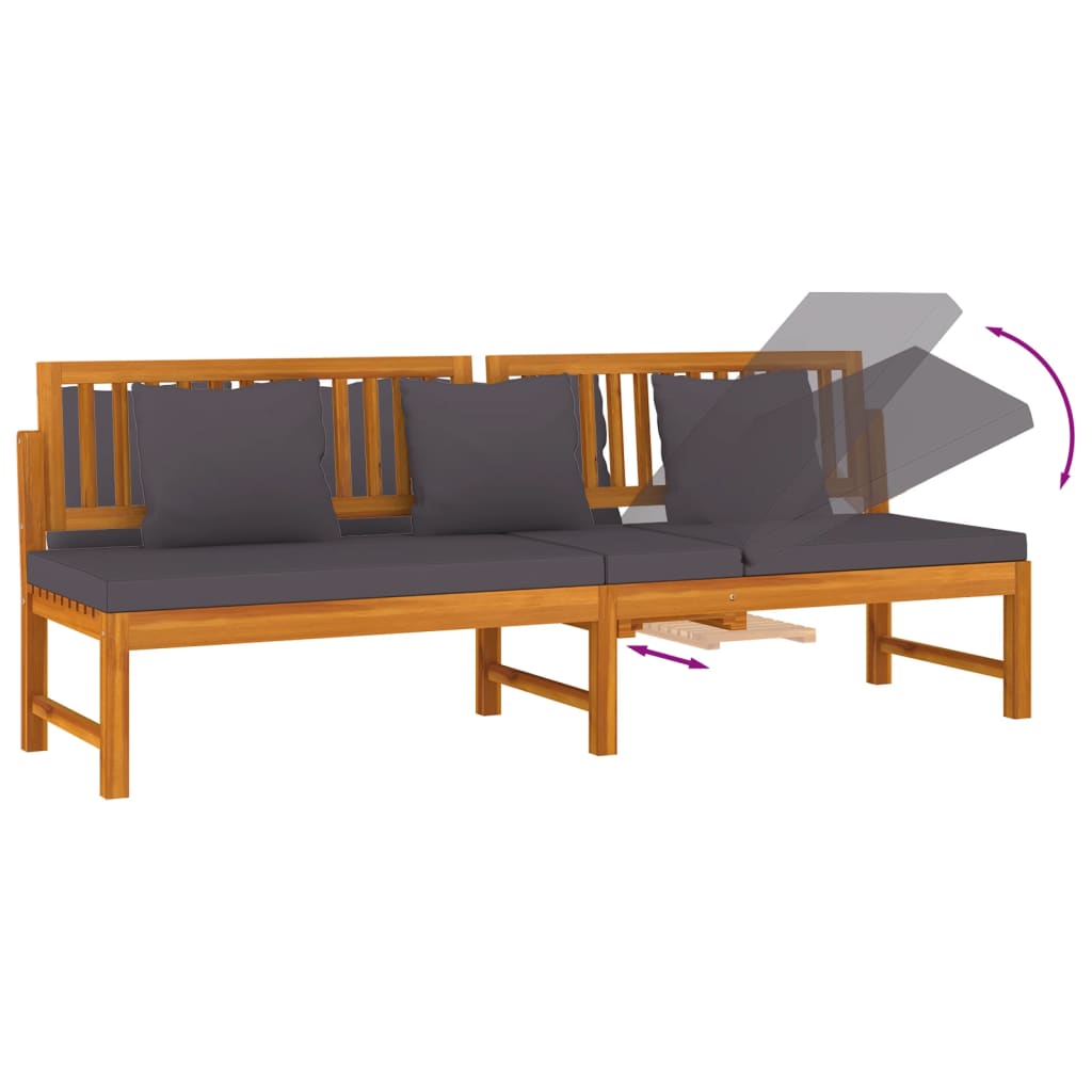 Dormeuse Con Cuscino 200X60X75Cm Legno Massello Acacia