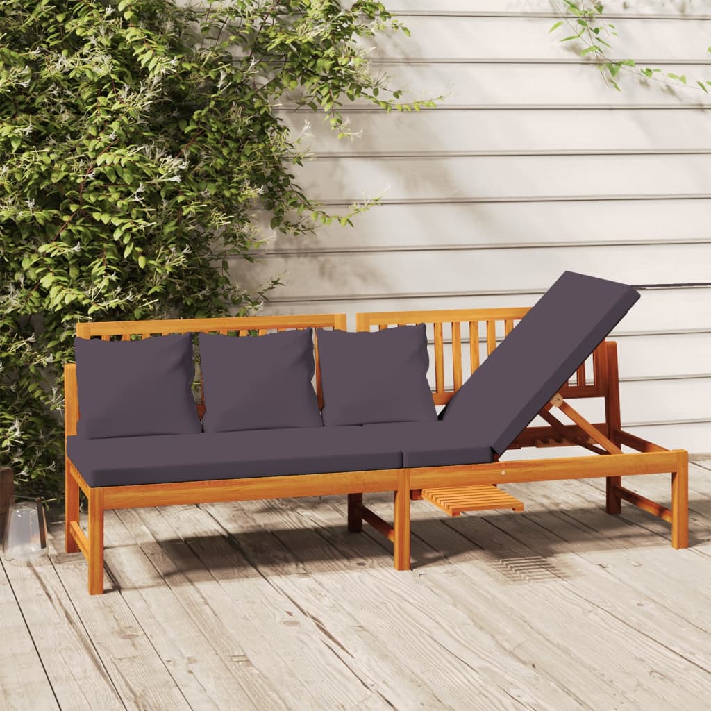 Dormeuse Con Cuscino 200X60X75Cm Legno Massello Acacia